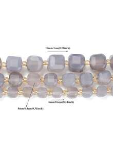 1 Strand 6/8/10mm Natural Grey Agate Stone Beads Faceted Square Cube Beads For Jewelry Making Diy Bracelet Beading Accessories - Multicolor - View 4