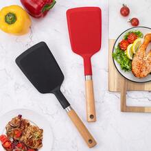 Espátula de silicona con mango de madera resistente al calor, espátula para tamagoyaki, espátula para filetes, espátula para pescado, espátula de cocina, espátula para sartenes antiadherentes, espátula para panqueques, utensilio de cocina - Ver 2