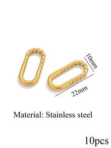 10 pièces Anneaux de connexion en acier inoxydable plaqué or 18K, pendentif ovale multi-texture, torsadé, lisse et ondulé, pour boucles d'oreilles et bracelets, fournitures de fabrication de bijoux DIY - cadre - Voir 15