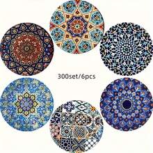 6pcs Wooden Coasters, 2D Flat Printing, Beverage Mats, Creative Coffee Mats, Home Decor, Tabletop Protection. 1 Set 6pcs, 300 Sets 1800pcs - Multicolor - View 7