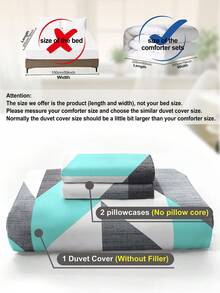 3pcs Geometric Pattern Duvet Cover Set (1 Duvet Cover And 2 Pillow Shams), Soft And Skin-Friendly, Suitable For All Seasons - Multicolor - View 11