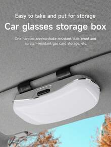 Car Sun Visor Glasses Storage Box, Durable Scratch-Resistant Fashion Glasses Organizer, Practical Car Interior Accessory, Thoughtful Gift Choice For Daily Drivers And Commuters - 1pc - View 3