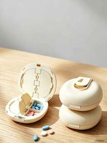 2-In-1 Round Pill Cutter & Portable Mini Multi-Layer Pill Storage Box, Convenient Pill Organizer, Easy-To-Use Design, Plastic Material, Simple And Practical, Suitable For Daily Medication And Travel, Perfect Birthday, Back To School, Mother's Day And Easter Gift - Multicolor - View 12