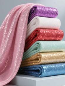 1 pieza Tela de chifón brillante con brillo plateado y estampado de cielo estrellado, ligera y con caída, adecuada para decoración de bodas y manualidades de vestidos - Plateado - Ver 4