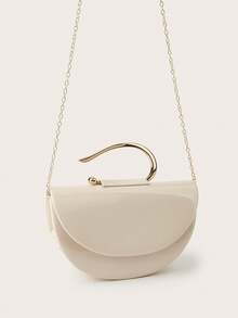 Bolso de mujer de cuero lacado elegante, bolso de embrague minimalista con cadena, bolso de lujo ligero para fiestas/noche, regalo de cumpleaños perfecto para la novia, adecuado para fiestas - Verde - Ver 4