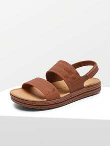 Sandales aquatiques pour femmes, confortables, plates, à plateforme, élégantes, pour la plage et la marche en été. - Tabac - Voir 3