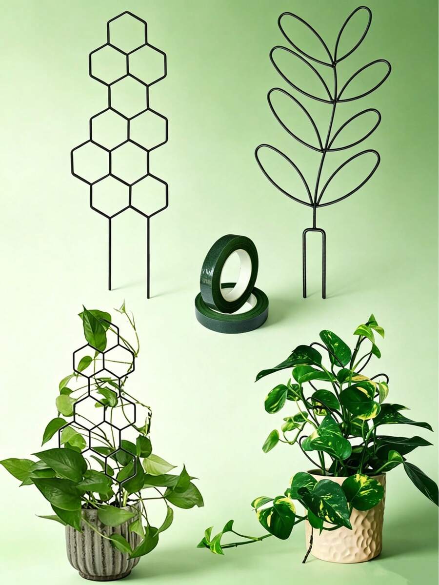 1PC/2PCS Plant Climbing Support, Outdoor Garden Potted Plant Stand, Indoor Plant Rack, Creative Flower Support, Climbing Vine Rack, Plant Flower Arrangement Stand, Gardening Supplies, Home Decor, Plant Support Material - Multicolor - View 1