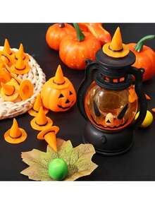 10pcs Mini Witch Hats, Mini Wizard Hats, Miniature Halloween Party Hats, Bottle Cap Decorative Hats, Small Wizard Caps, And Small Tree Ornament Hats-Perfect For DIY Crafts, Dollhouse Miniatures, Haunted Dollhouses, Terrariums, And 3D Models - Multiple Styles - View 5