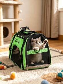 Pet Portable Bag, Customizable With Pet Name Or Unique Identifier, 6 Colors Available, Breathable Mesh Design, Makes Pet Travel More Comfortable, Suitable For Daily Outings And Short Trips, Perfect Gift For Friends! - Multicolor - View 2