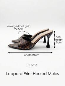 Wide Fit Women's Fashionable Versatile Leopard Print Multi-Color Open Back Open Toe Pointed Toe Slip-On Wine Glass Heel High Heel Sandals - Multicolor - View 2