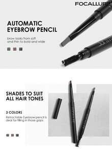 FOCALLURE 0.25g Dual-Ended 3D Eyebrow Pencil, Fine Precise Tip, Smooth Creamy Texture, Long-Lasting Waterproof And Sweat-Resistant, Buildable Natural Shades, Natural Long-Lasting Eyebrow Makeup, Portable Slim Size, Convenient For Outdoor Touch-Ups - #01 Dark Gray - View 6