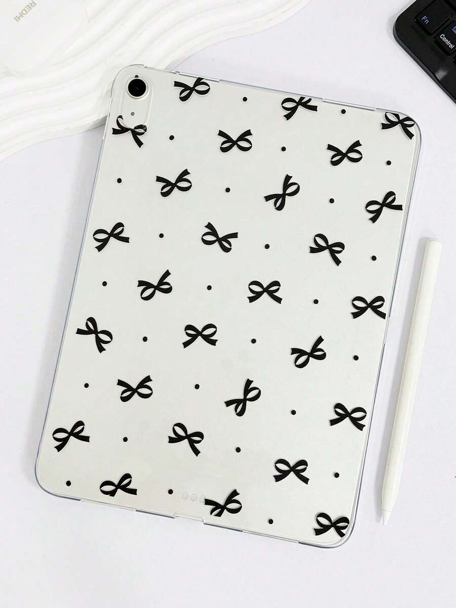 1件 TPU 軟殼黑色蝴蝶結波點圖案彩繪平板保護殼，相容 iPad Mini1/2/3/Mini4/Mini5/Mini6/Mini7/Air/Air2/9.7/10.2/10.5/Air4/Air5/10.9/Pro 11"/10th Gen/Air 11-In.(M2)-2024/Pro11-In.(M4)-2024/Air 11-Inch (M3) 2025/Pad (A16) 11 Inch 11th Generation 2025 機型，相容 A7/A8 機型，輕量超薄軟殼，美觀/個性化/創意/可愛 TPU 平板保護單殼，透明平板殼，無筆槽，產品不含筆 - 黑色 - 查看 1