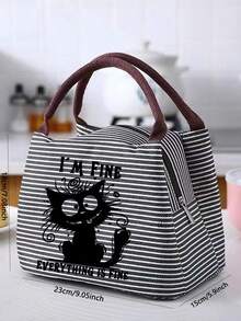 印有「Everything Is Fine」圖案的保溫袋，咖啡杯設計，適合咖啡愛好者，附黑色餐具收納袋，大容量，學生餐保溫與保冷袋，便攜旅行野餐袋，辦公室與學校午餐袋，工作、辦公室、假日的保溫午餐盒，男女通用多功能露營與學校午餐盒 - 彩色 - 查看 11