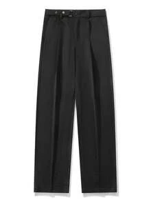 StraightLeg Straight-Leg All-Season Men's Casual Pocket Button Long Pants - Black - View 6