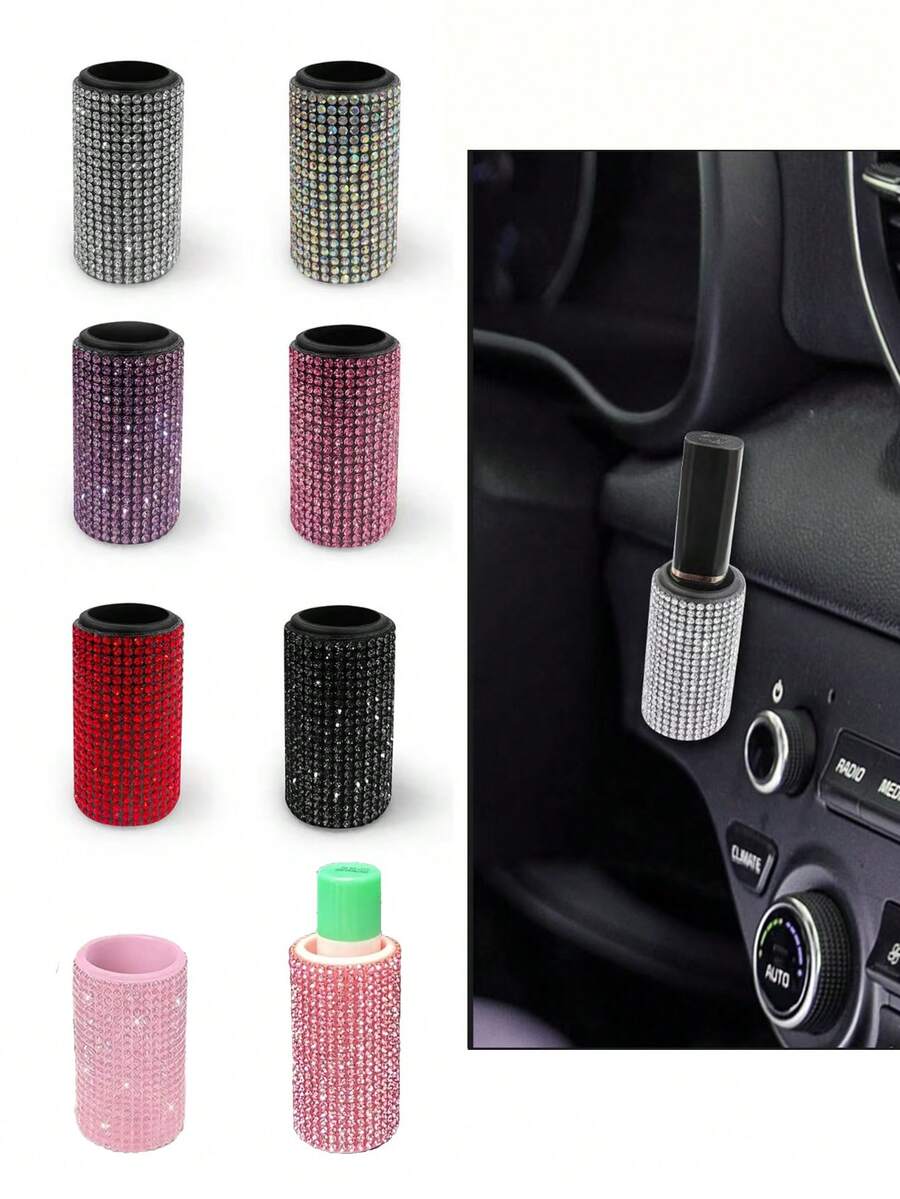 1pc Universal Silicone Car Lip Balm Holder - Portable Lipstick Storage Rack - Multiple Colors Available, Suitable For Cosmetics, Car Lipstick Organizer, Accessory Storage, Women's Gifts, Travel, Holidays, Daily Use, Weddings, Birthdays, Parties, Holiday Gifts, Rhinestone Decor, Jewelry Art, Gemstones, Diamonds, Home Decor, Mother's Day, Valentine's Day, Music Festivals, Easter And More Occasions. - Multicolor - View 1