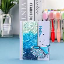 1件 3D壓花資料夾，DIY剪貼簿用品，海洋奇觀圖案塑膠壓花資料夾，適用於卡片製作、剪貼簿及其他紙藝創作 - 彩色 - 查看 6