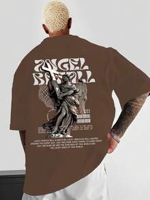 Men's T-Shirt With Angel Print - Army Green - View 7