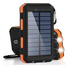 Cargador Solar Portátil de 20000mAh Power Bank Rudo y Antishock con Panel Solar Doble Entrada USB Linterna LED Dual SOS y Brújula de Viaje para Camping y Senderismo Compatible con iPhone 15 14 13 Pro Max  Galaxy S24 S23 Ultra  Redmi - 1 unidad - Ver 8