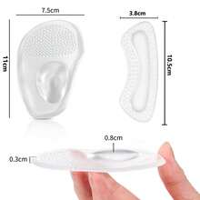 4 pares (almohadilla para antepié + almohadilla para talón) combinación, 2 en 1 unisex transparente antideslizante con masaje y absorción de impactos, almohadilla autoadhesiva para antepié, almohadilla autoadhesiva para talón de media talla con masaje granular invisible y cómoda - transparente - Ver 3
