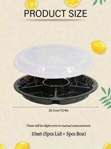 20pcs Round Lidded Trays, Convenient And Practical, 6-Compartment Food Containers, Suitable For Fruits, Vegetables And Snacks, Ideal Food Storage Solution, Also Suitable As Serving Plates For Parties, Buffets And Catering Events, Kitchen Essentials, Home Party Supplies, Holiday Parties, Christmas, Birthday, Wedding - A - View 15