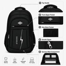 Ce sac à dos unisexe est conçu pour les voyages en plein air. Il offre une grande capacité et se distingue par ses détails multicolores élégants et sa fermeture éclair directionnelle. Il peut servir de sac à dos pour ordinateur portable grande capacité, de sac professionnel polyvalent, de sac à dos antivol pour homme, de sac à dos pour jeune, de sac pour ordinateur, de sac de voyage et constitue un excellent cadeau pour les fêtes. - Blanc - Voir 4