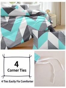 3pcs Geometric Pattern Duvet Cover Set (1 Duvet Cover And 2 Pillow Shams), Soft And Skin-Friendly, Suitable For All Seasons - Multicolor - View 6