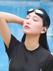偏光鏡面游泳護目鏡，附整合式耳塞，防漏防水成人游泳眼鏡，快拆扣設計，含硬殼收納盒 - 彩色 - 查看 8