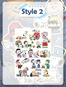 Snoopy 官方 Peanuts 卡通可移除自黏防水乙烯基貼紙，可愛綠色恐龍 Snoopy 圖案配紅色愛心裝飾，適合客廳與臥室的極簡居家裝飾 - 多款 - 查看 14
