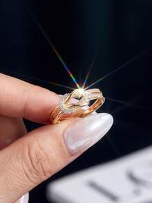 1件 總克拉重量：0.15CT 獨特雙結莫桑石戒指 925純銀，適合婚禮、舞會及其他場合佩戴 - 雙生結莫桑戒指 - 查看 6