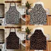 1pc Leopard Print Apron, Polyester Material, Suitable For Cooking, Barbecue, Gardening, Painting, Manicure, Unisex, Indoor And Outdoor Use - Multicolor - View 1