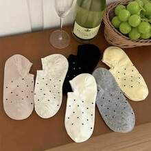 6 Pairs Women's Polka Dot Pattern Boat Socks, Multi-Color Invisible Socks, Lightweight And Breathable, Suitable For Daily Wear, Versatile Invisible Socks - Multicolor - View 9