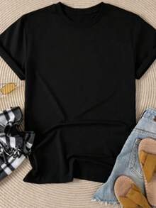 LA NOVIA Est. Women's T-Shirt With Engagement Ring Print "06 Future Bride", For Bachelorette Party, Wedding Preparation, Simple And Elegant, Short Sleeve, Casual For Daily Wear - 黑色 - 查看 2