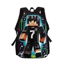 Pixel Art Soccer Player Backpack - Gamer Style School Bag For Boys, Minecrafts Inspired Sports Bookbag For Teens - B - View 3