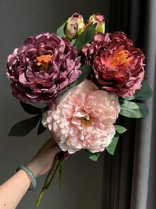1pc High-Quality Vintage Style Artificial Peony Flower, Suitable For Home Decor, Wedding Aisle Floral Arrangements, Party Decorations, Artistic Floral Arrangements, Bouquet Accents, Table Centerpiece Decor, Wedding Florals, Indoor Greenery Landscaping, Compatible With Bedroom, Living Room And Various Home Settings. - Multicolor - View 7