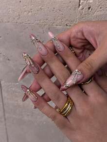 10Pcs Bow Nail Charms, Gold & Silver Tone Alloy Rhinestone Bow Nail Art Decorations, Luxury 3D Bow Nail Accessories For DIY Manicure & Press On Nails - Multicolor - View 4