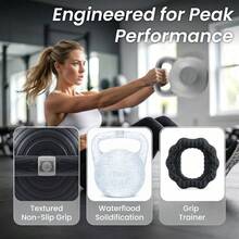 Shoze Versatile Home Fitness Bundle Fillable 8kg Kettlebell Pair Grip Rings Custom Weight Yoga Strength Training Gear - Black - View 3