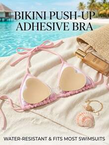 3 Warna Bantalan Bra Renang Berbentuk Hati, Nude Hitam Pink, Penutup Penuh, Anti-Terlihat, Dapat Dicuci, Perekat, untuk Bikini dan Olahraga Air - MultiWarna - View 1