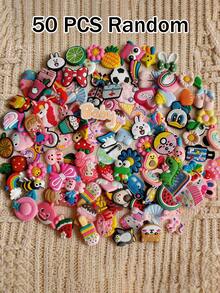 10pcs/20pcs/30pcs/50pcs/100pcs Random Style Shoe Charms, Fashionable Cute Cartoon Design Shoe Charms, Compatible With Clogs Random Style Decorative Buckles (Random Style: Various Styles, Uncertain, Only Partial Images Shown). Please Select Quantity Based On Your Needs, Patterns Are Random. - Multicolor - View 8