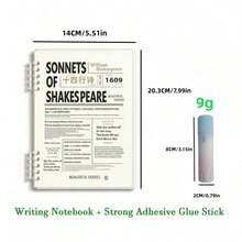 A5 Solid Glue Refillable Loose Leaf Notebook All-In-One Stationery Set, Detachable Journal Notebook For Student Study Office Daily Writing Back To School School Supplies - A - View 12