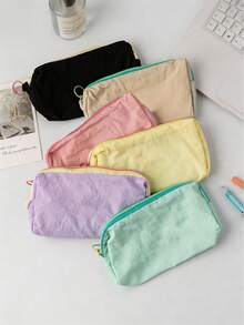 4pcs/1pc Macaron Color Aesthetic Pencil Case, Portable Large Capacity Minimalist Stationery Storage Bag, All-Season Unisex Pencil Pouch, Suitable For Students, Teenagers, Adults, School, Office, Home, Learning, Journaling, Crafting, Daily Use - Multiple Styles - View 9