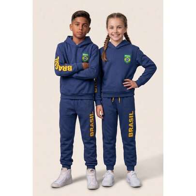 Conjunto Infantil Moletom Brasil - Marinho
