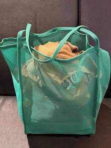 Bolsa de playa de malla de gran capacidad, de poliéster duradero, de unicolor con asas resistentes, adecuada para viajes, vacaciones y camping | Solución de almacenamiento multifuncional, asas reforzadas, malla transpirable y de secado rápido, adecuada para artículos húmedos y uso diario - Multicolor - Ver 13