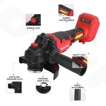 18V Brushless Lithium-Ion Angle Grinder 125mm Rechargeable Angle Grinder 10000 RPM 660W High Power Grinding/Rust Removal/Polishing Power Tool (Bare Tool - Battery Not Included) - Red - View 5