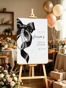 1pc Personalized Birthday Welcome Sign, Customized Text Welcome Board, Black Bow Customized Birthday Board, Girl Birthday Party Decoration, Wedding Anniversary, Home Garden Decor, Printed Painting, Modern Printed Picture, Cute Wall Art, Frameless - Multicolor - View 11