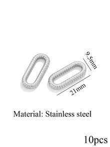 10 pièces Anneaux de connexion en acier inoxydable plaqué or 18K, pendentif ovale multi-texture, torsadé, lisse et ondulé, pour boucles d'oreilles et bracelets, fournitures de fabrication de bijoux DIY - cadre - Voir 17