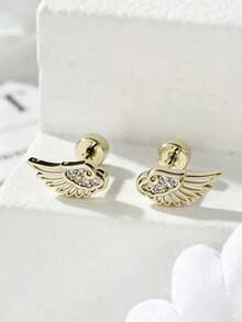 1 Set ( + Right Wing) Hypoallergenic Soft Punk Angel Wing Design Earrings, Suitable For Couples Ear Piercing, Angel Wings Earrings For Men And Women - Winged Ear Cartilage Stud - View 10