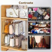Paquete de 4 organizador bolsas de dama, con 5 Separadores, Estante Divisores de Almacenamiento para Bolsas de Clóset, Acrílicos Transparente Separadores de Libros - 01 - Ver 4