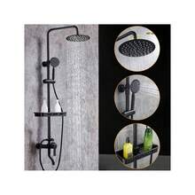 Duschsystem Regendusche Duschset Retro Bad Duschsystem mit Handbrause Rain Shower Faucet, Duscharmatur Komplettset, Duschset - Schwarz - Übersicht 6