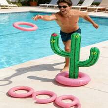 1 Set Outdoor Game Activity, Toss Ring Inflatable Cactus Game Set - PVC Material, Party And Holiday Interactive Props, Swimming Party Supplies, Water Carnival Props - Cactus - View 6