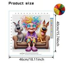 1 Set 46*46cm/18.11*18.11inch Kit Punto Croce Nonna e Cane (Semi-Finito), Materiale per Ricamo Fai-da-Te, Pittura Decorativa Punto Croce 11CT, Regalo Creativo Fatto a Mano. Set Completo Decorazione Casa Punto Croce Stampato, Adatto per Decorazione Casa Arte del Ricamo. Cornice Non Inclusa - Nonna e cane - Visualizzare 6